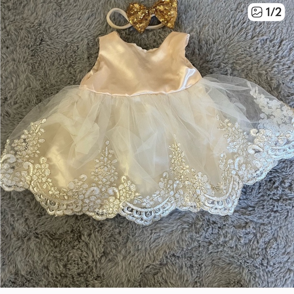 SHEIN *NEW* Gold Baby Dress with Bow